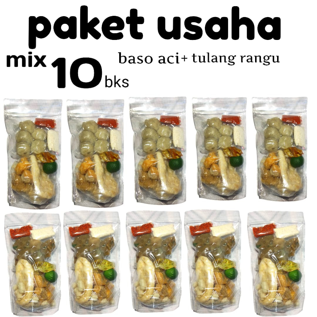 

PAKET USAHA 10 BKS MIX BASO ACI TULANG RANGU + BASO ACI LADA HASEUM MURAH MERIAH