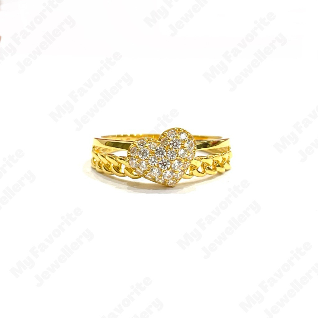 Cincin Kepang Love Permata Uk16 Emas Asli Kadar 875