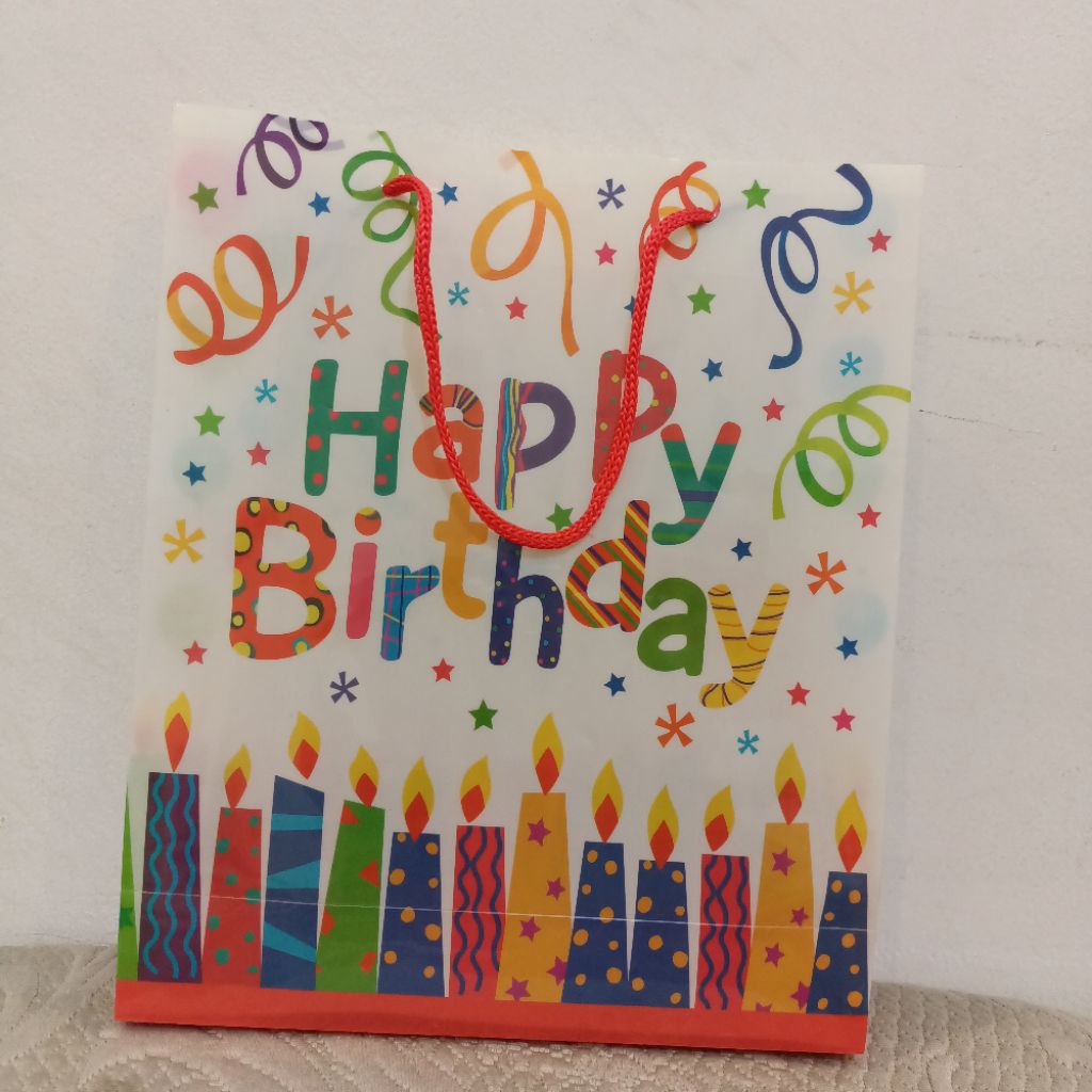 

Plastic bag tas souvenir goodie bag bahan plastik tulisan Happy Birthday