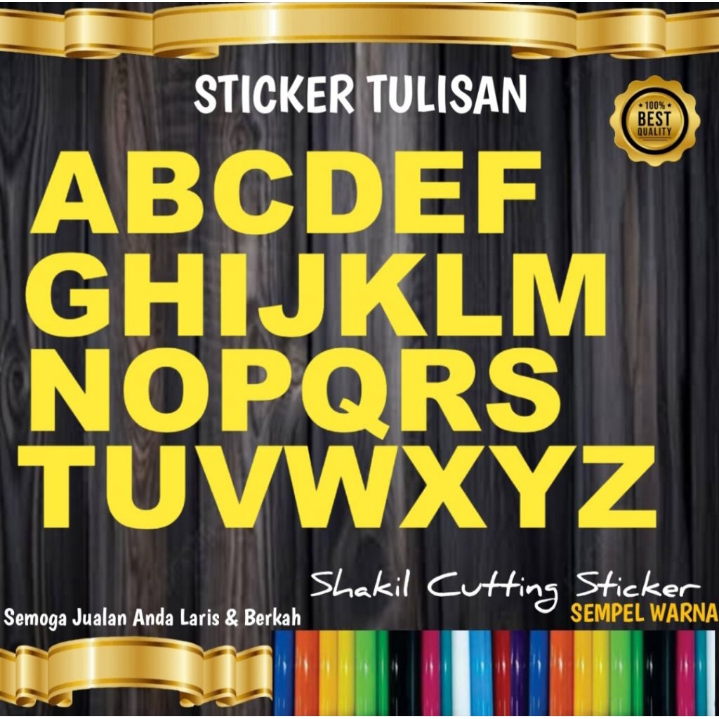 

Sticker Cutting ABJAD,untuk nama jualan dan bisa juga untuk nama nama sesui keinginan