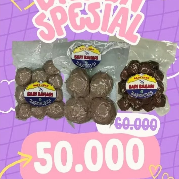 

HEMAT BASO IKAN MERCON ISI 1+3 baso ikan varian hitam free bumbu kuah