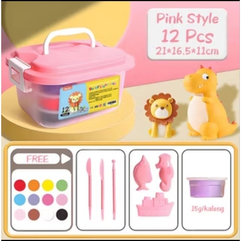 Kotak Hadiah Mainan Clay isi 12 Pcs Clay Warna Warni Mainan Edukasi Anak