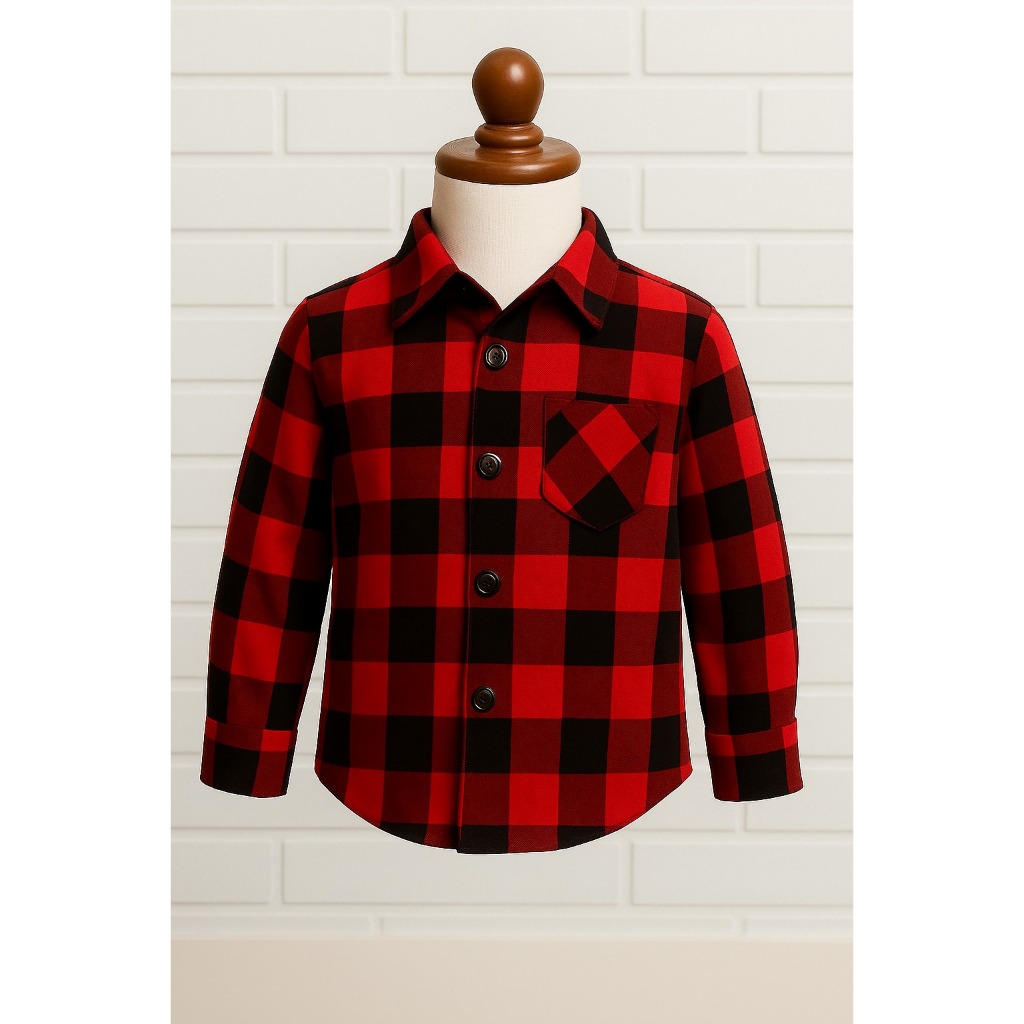 COD / BAJU FLANEL ANAK COWOK WARNA MERAH USAI 2 TAHUN - 10 TAHUN