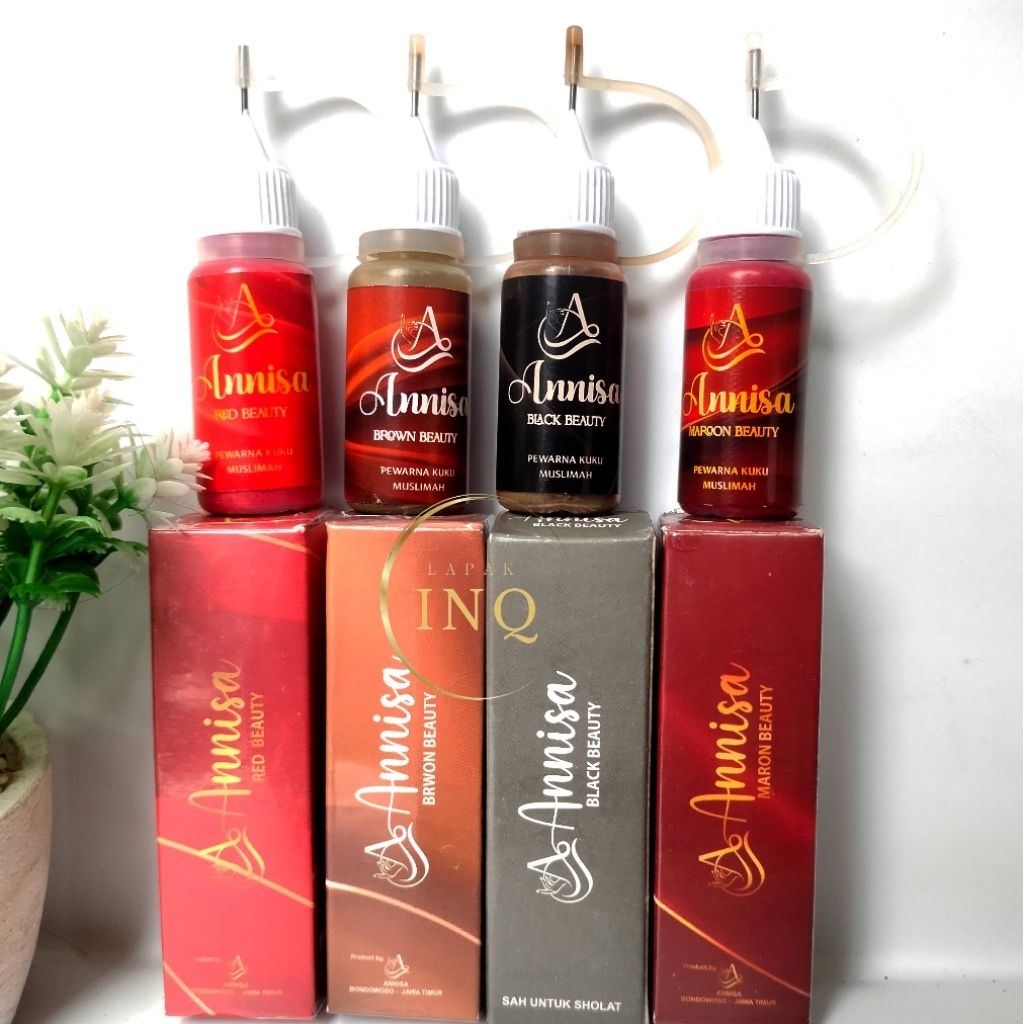 Inai Kuku Annisa Original Halal Awet Tahan Lama Sah untuk Sholat - Henna Kuku Muslimah Warna Maron H
