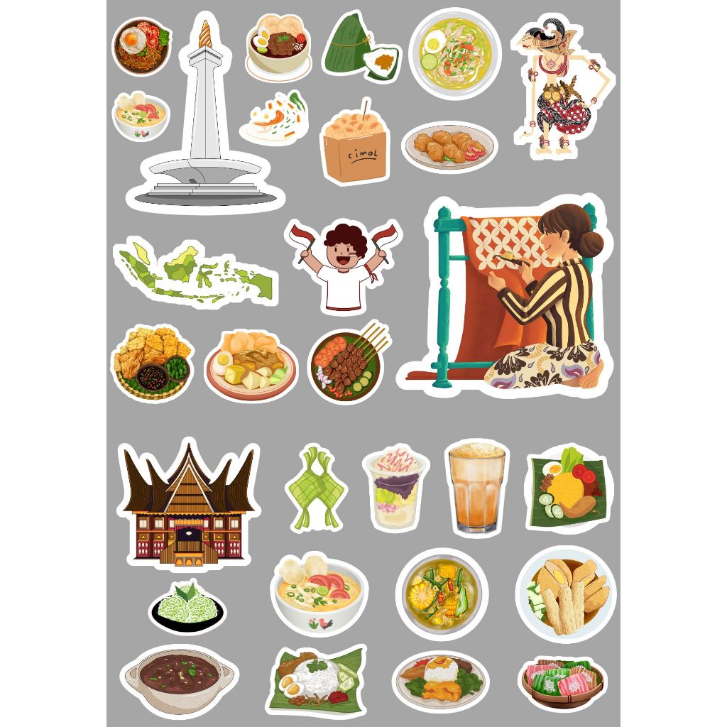 

STICKER PACK INDONESIA MONAS JAKARTA MAKANAN KHAS INDONESIA