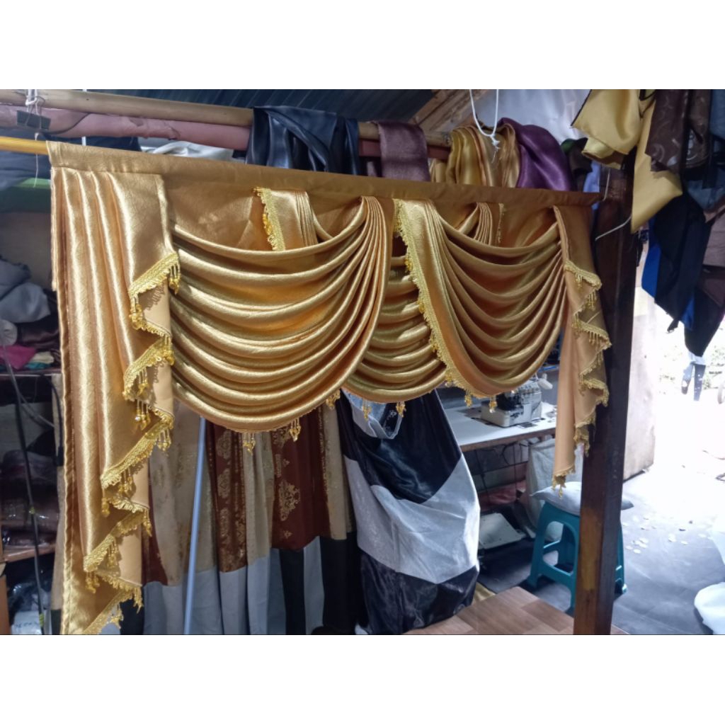 Poni Gorden Mewah Gelombang Spanyol Poni saja Gorden jendela poni rumbai mewah Lebar 3 Meter