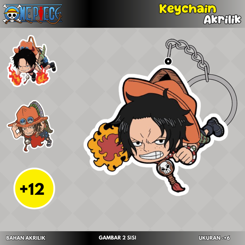 [One piece] Gantungan kunci & Strap hp full akrilik karakter Ace anime one piece
