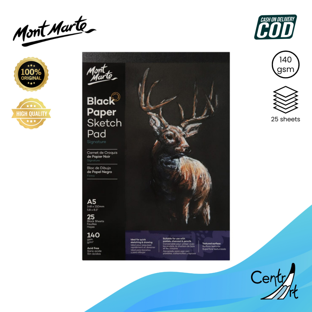 

Mont Marte Black Paper Sketch Pad A5 buku gambar hitam