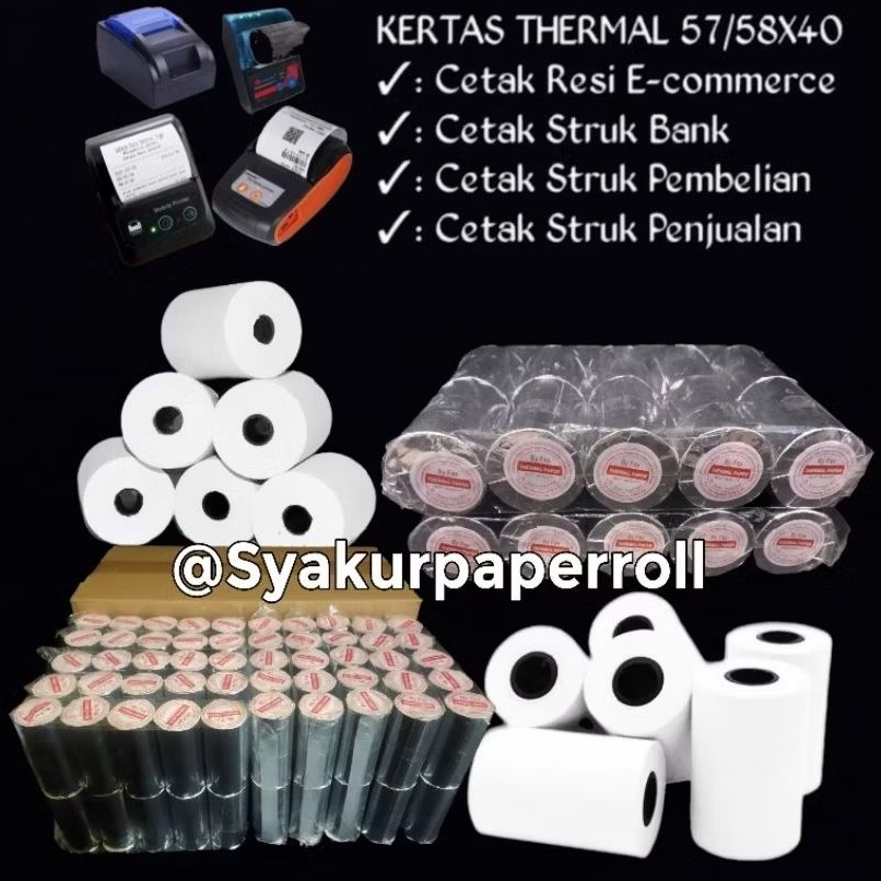 

lkjj 100 Roll Kertas Thermal Edc 58 x 40mm struk kasir