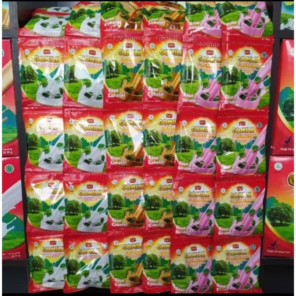 

GOMILK Rasa strawberry kemasan sachet (ecer). Susu Kambing Etawa plus herbal daun kelor salam mengkudu untuk kesehatan