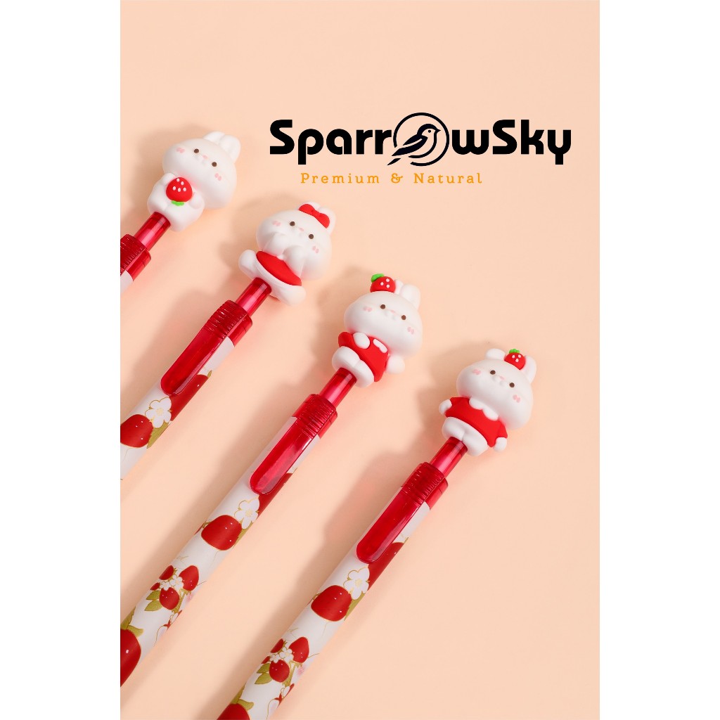 

SPARROW Pen Silikon / Silicone Pen / Pen Karakter Lucu Cantik GEL PEN RABBIT STRAWBERRY (7048)