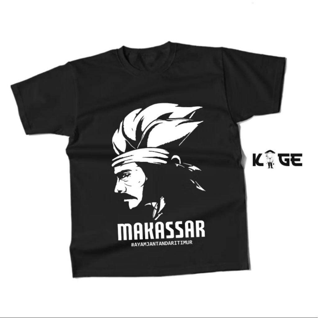 KAOS MAKASSAR AYAM JANTAN DARI TIMUR CORAK SILUET SULTAN HASANUDDIN