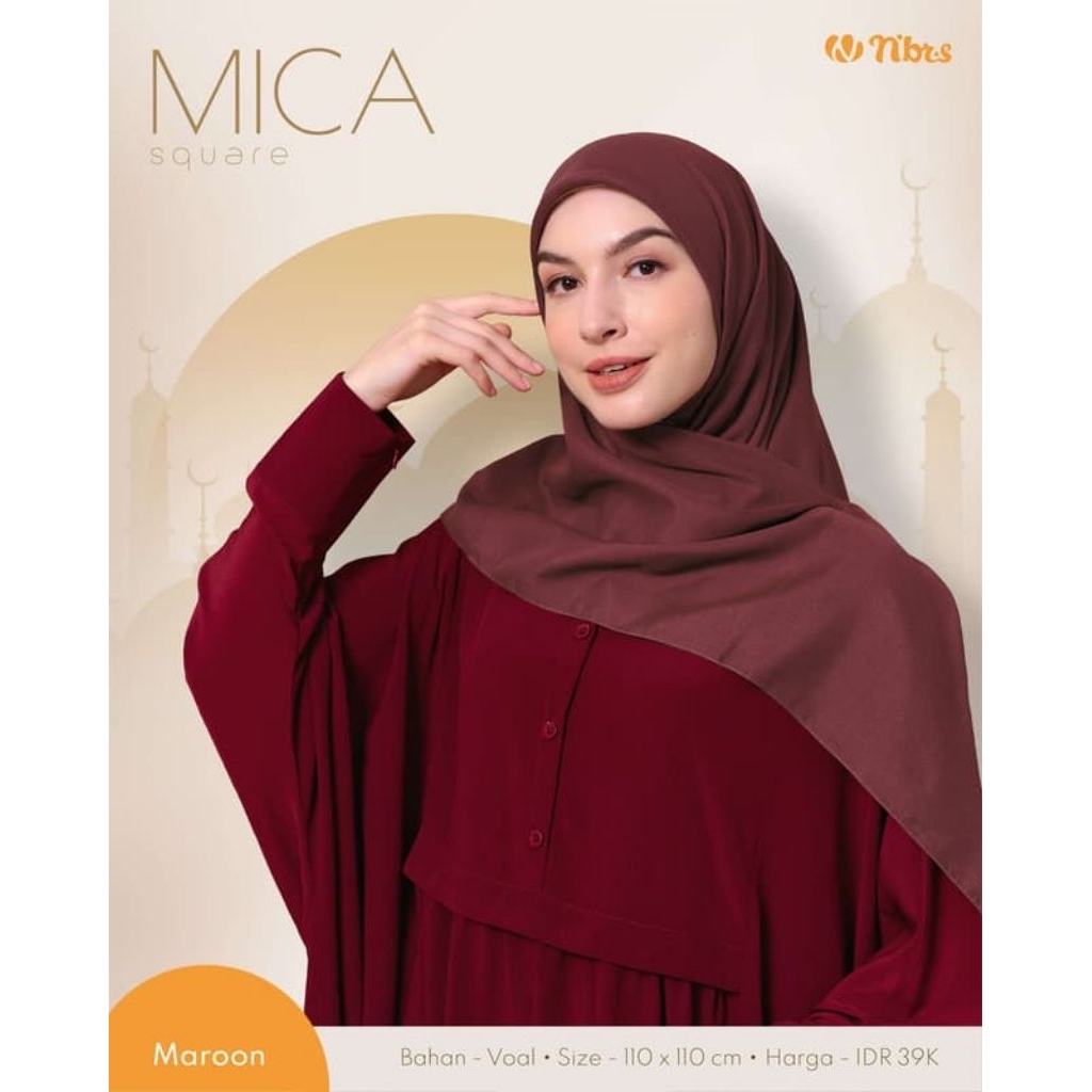 Nibras Hijab Terbaru Segi empat Polos Mica