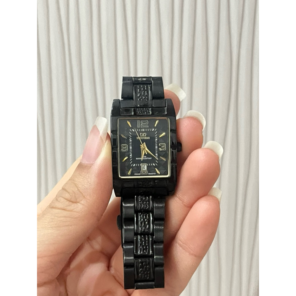 PRELOVED MIRAGE JAM TANGAN WANITA KOTAK FULL BLACK