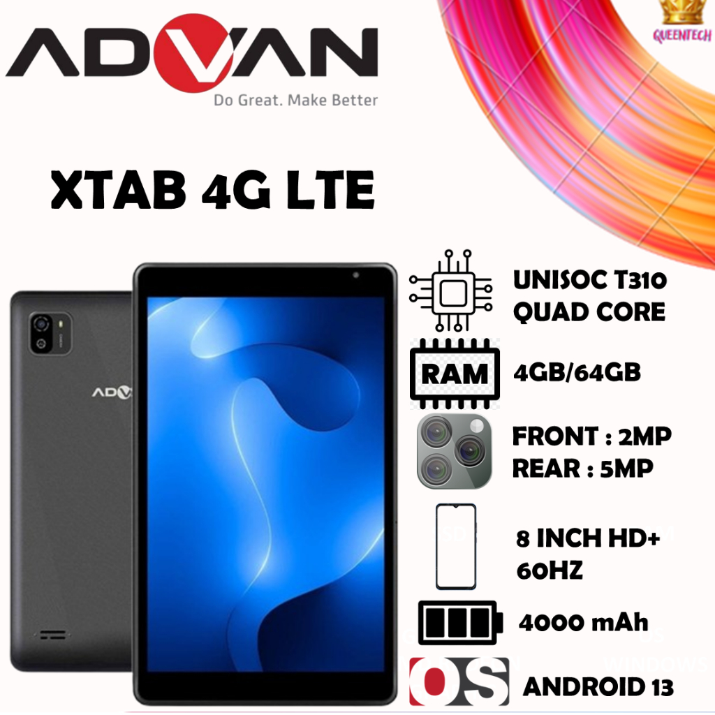 Tablet Android ADVAN XTAB 4G LTE [4GB/64GB] [BNIB] Garansi Resmi 1 Tahun