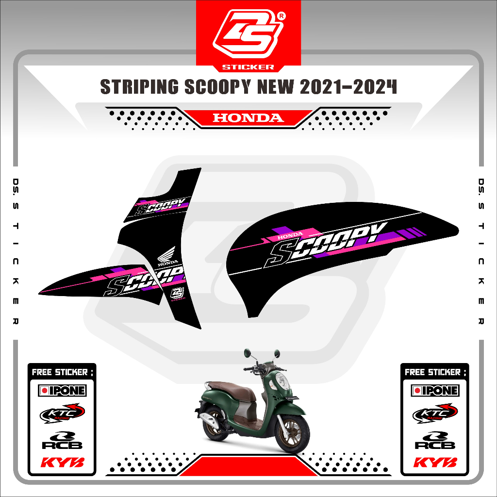 Stiker Scoopy New 2021 Decal Striping Scoopy 2023 Sticker Scoopy 2024 DS150625 BLACK DS STIKER