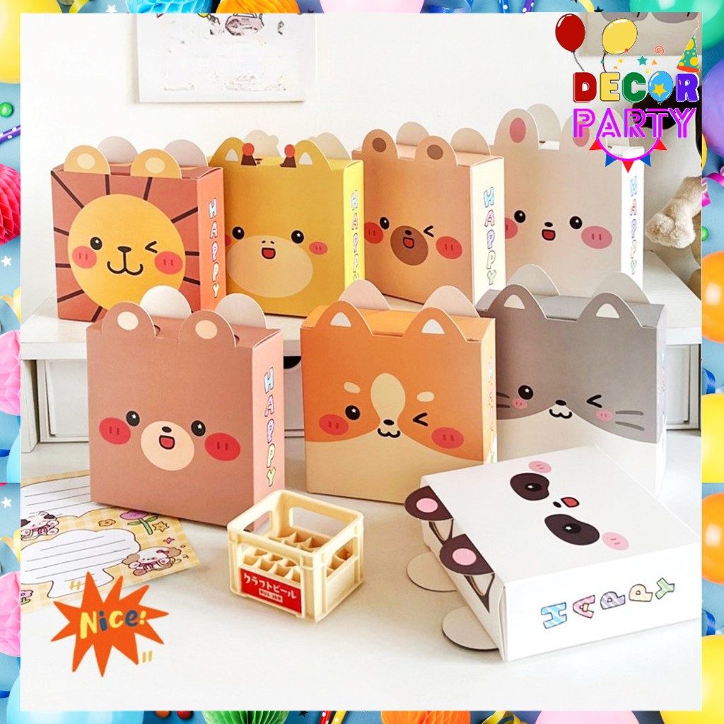 

DP Goodie Box Hampers Gift Cute Animal Series Dus hadiah Snack Permen Kue karakter kartun lucu Tas Box Bingkisan Ulang tahun Paper Box Ultah Kids
