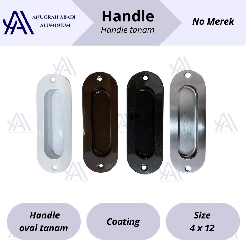 Handle tanam pintu sliding / geser / laci / lemari kayu / lemari aluminium handle oval / com 4 x 12