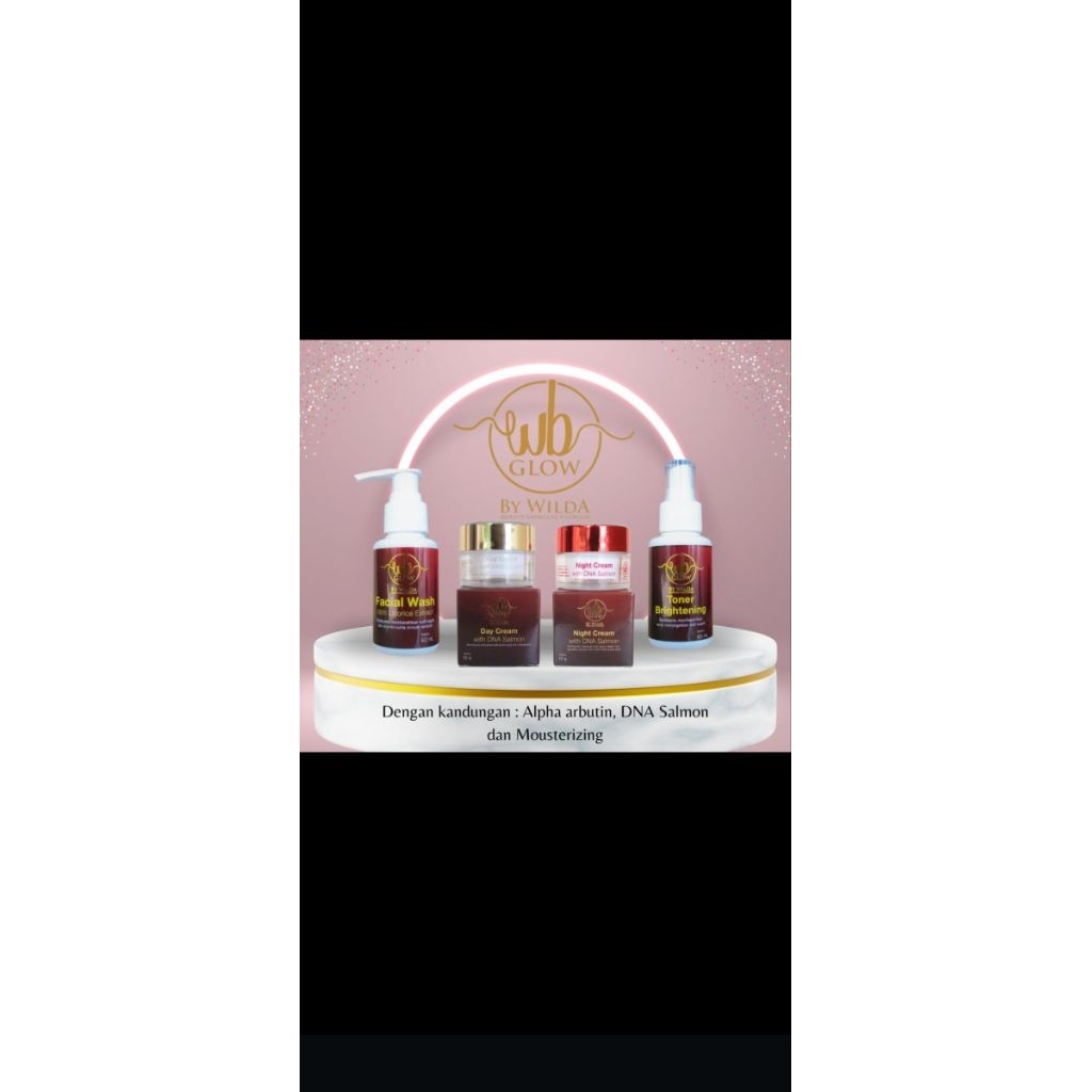WB Glow Premium DNA Salmon isi 4 ( cream siang, cream malam, toner dan sabun )