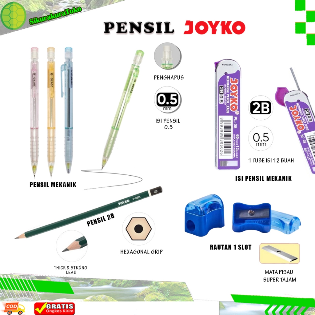 

(skr) Pensil 2B Pencil Joyko P-88M 2 B ecer 1 Pcs