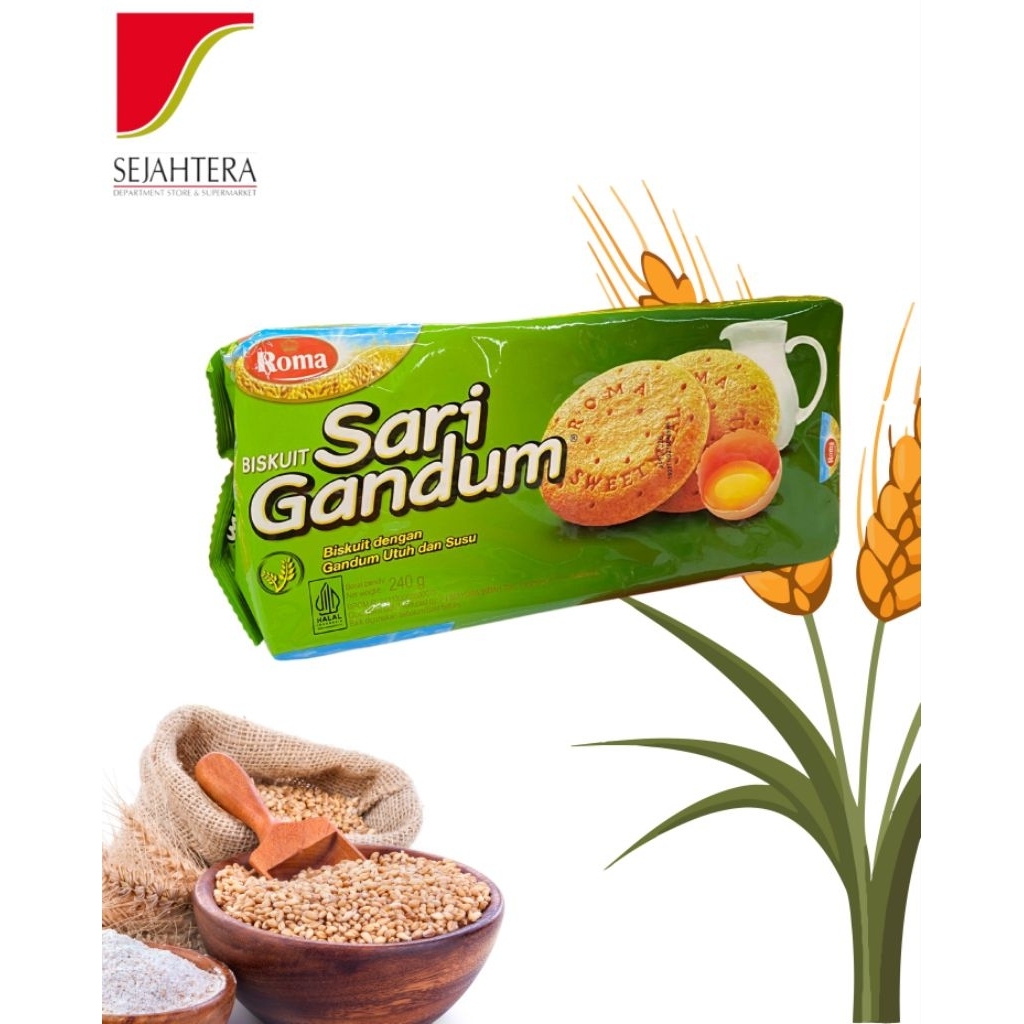

ROMA Sari Gandum biscuit dengan gandum utuh 250gr