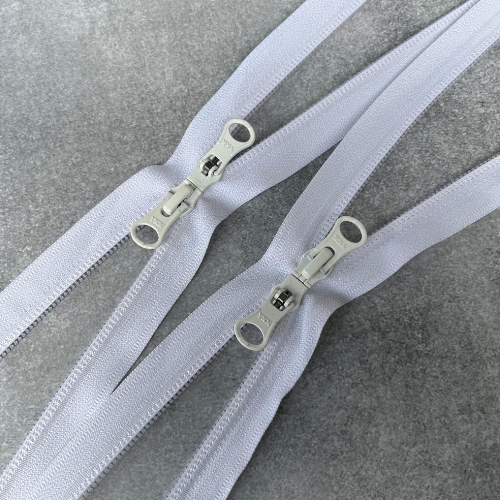 Resleting Coil Kepala Dua YKK No.5. Warna Putih (80-86 cm)