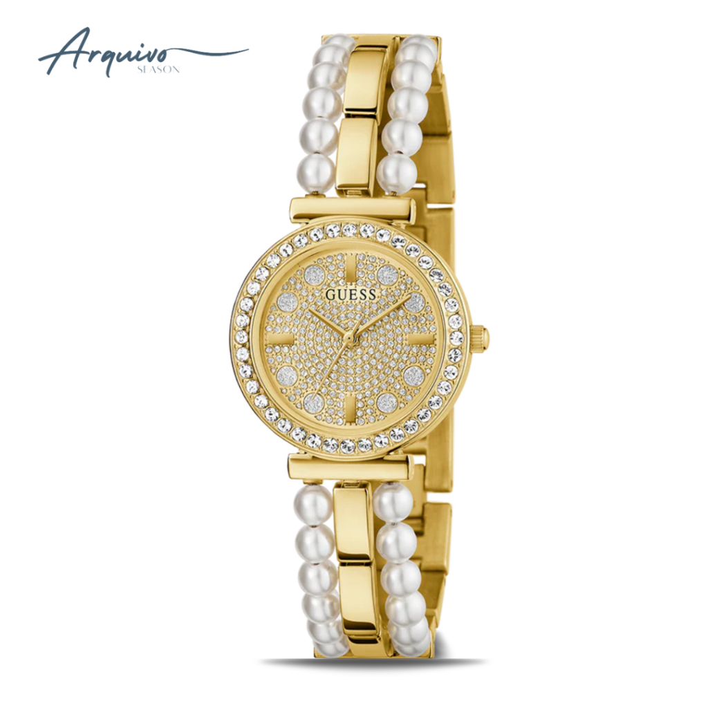Jam Tangan Guess Wanita Gala Gold Dial Stainless Steel Strap Mini Slim Mewah Original GW0531L2