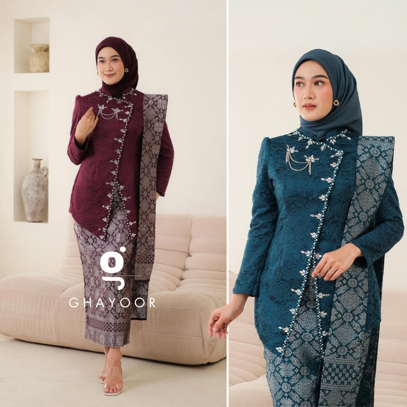 Set Kebaya Modern  Ayu Janggan Kutu Baru Wisuda Kebaya Set Tunik Lamaran Tunangan Batik Baju Kondang