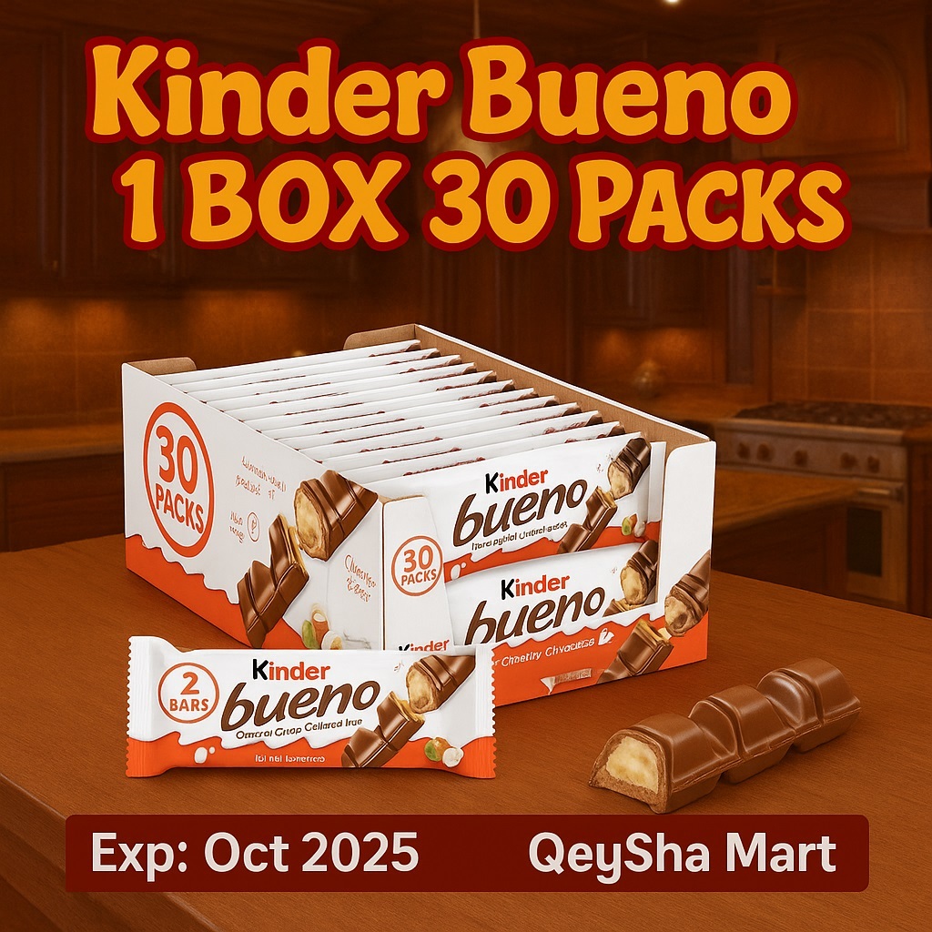 

Kinder Bueno 1 Box 30pcs | Wafer Coklat Hazelnut Lezat | Exp Oktober 2025