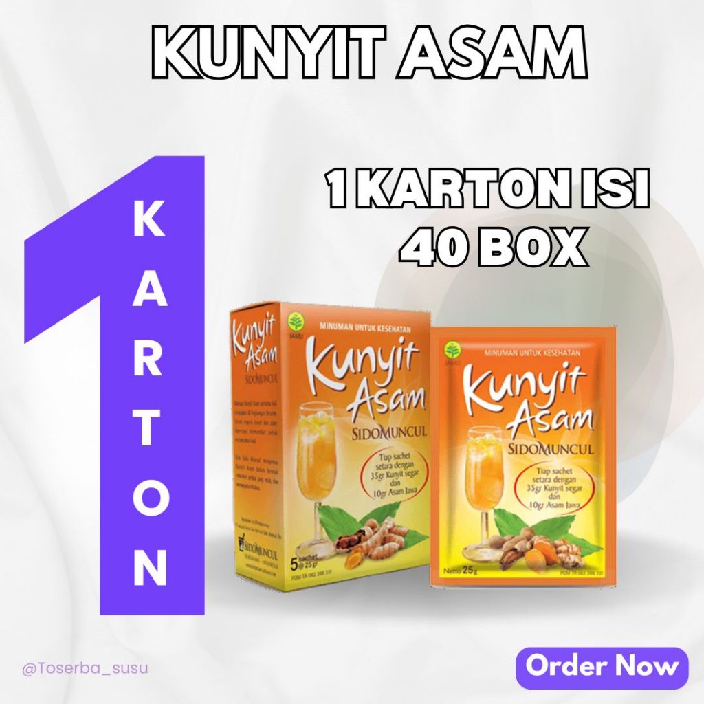 1 KARTON KUNYIT ASAM DAN KUNYIT ASAMA SIRIH SIDOMUNCUL | ISI 40 B0X @ 5 SACHET @25mg