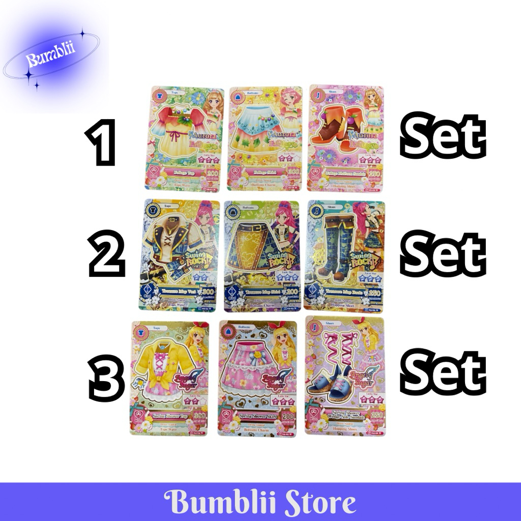 KARTU AIKATSU SET SEIRA OTOSHIRO ICHIGO ANGELY SUGAR SWING ROCK AURORA FANTASY
