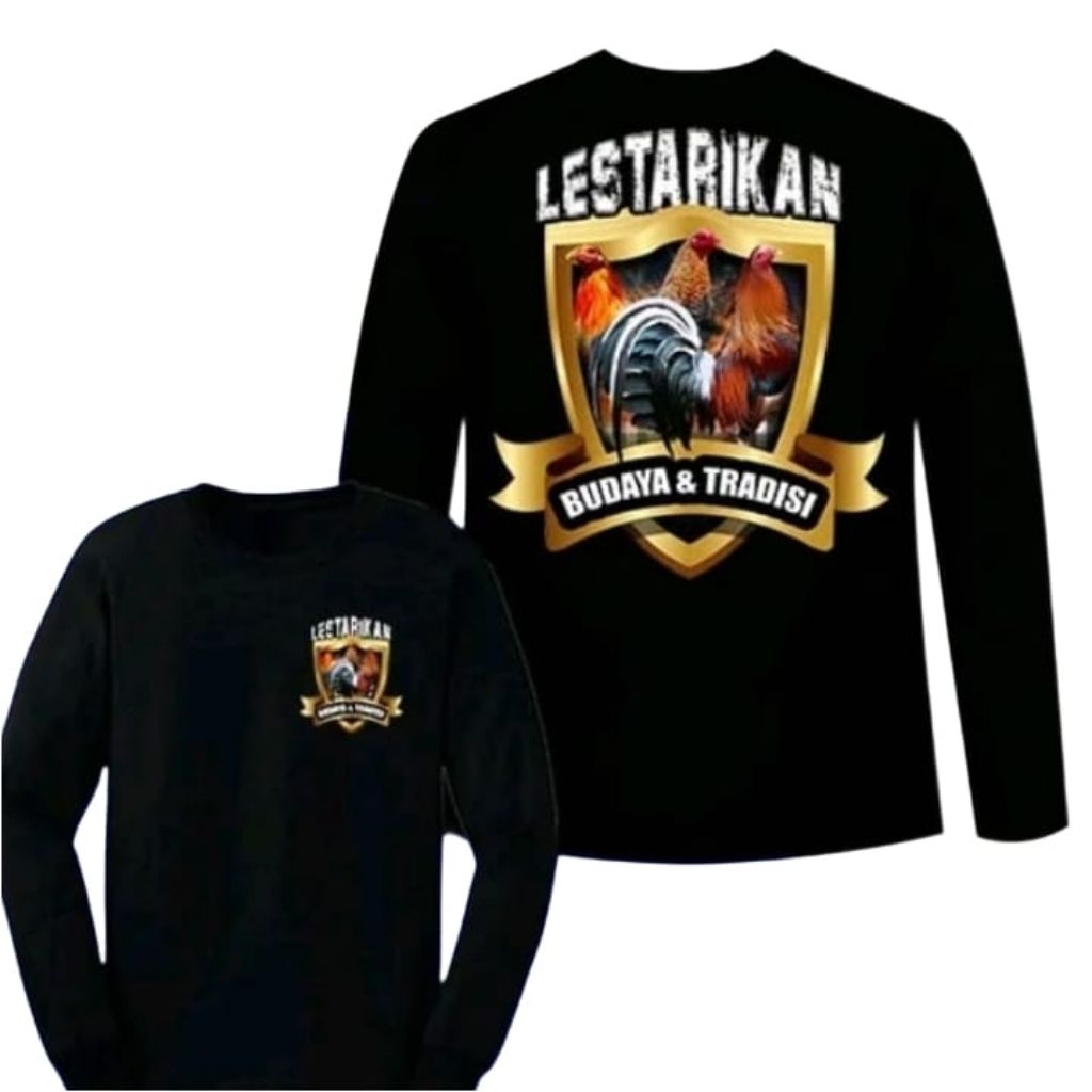Kaos Lengan Panjang Ayam Petarung Lestarikan Budaya & Tradisi