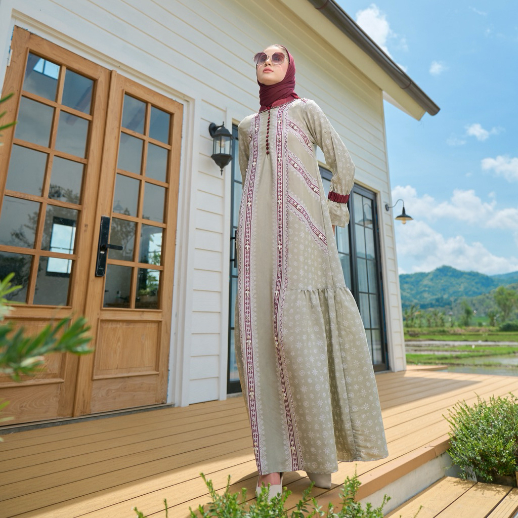 Gaun Jenni | Gaun Batik Soft | Gaun Batik Cantik | Gaun Batik Berpayet | Gaun Simple | Gaun Elegant 