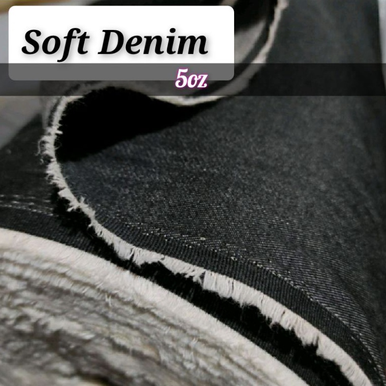 KODE Q27E Kain Soft denim 5oz hitam misty meteran