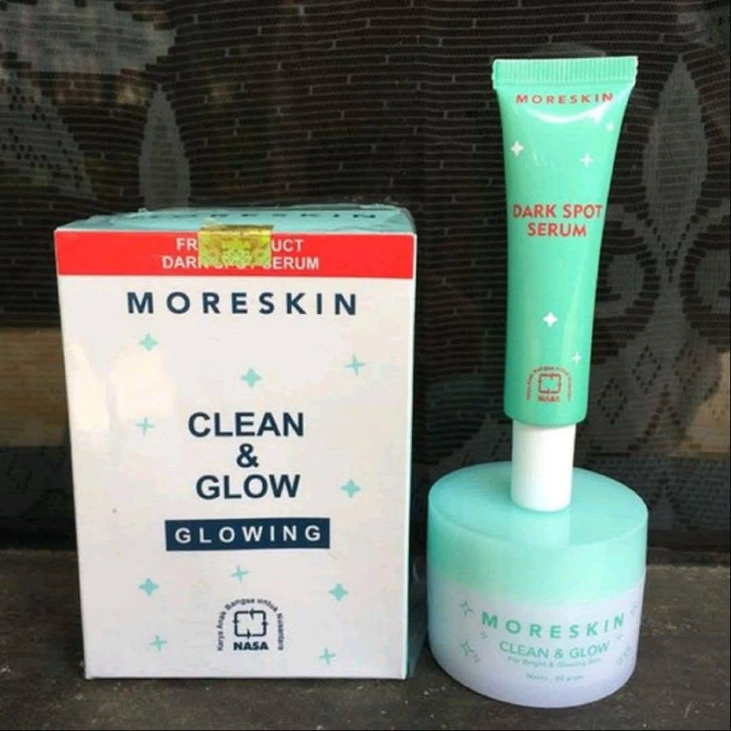 moreskin clean and glow nasa kemasan baru free serum/moreskin glow original/cream booster/glow nasa/