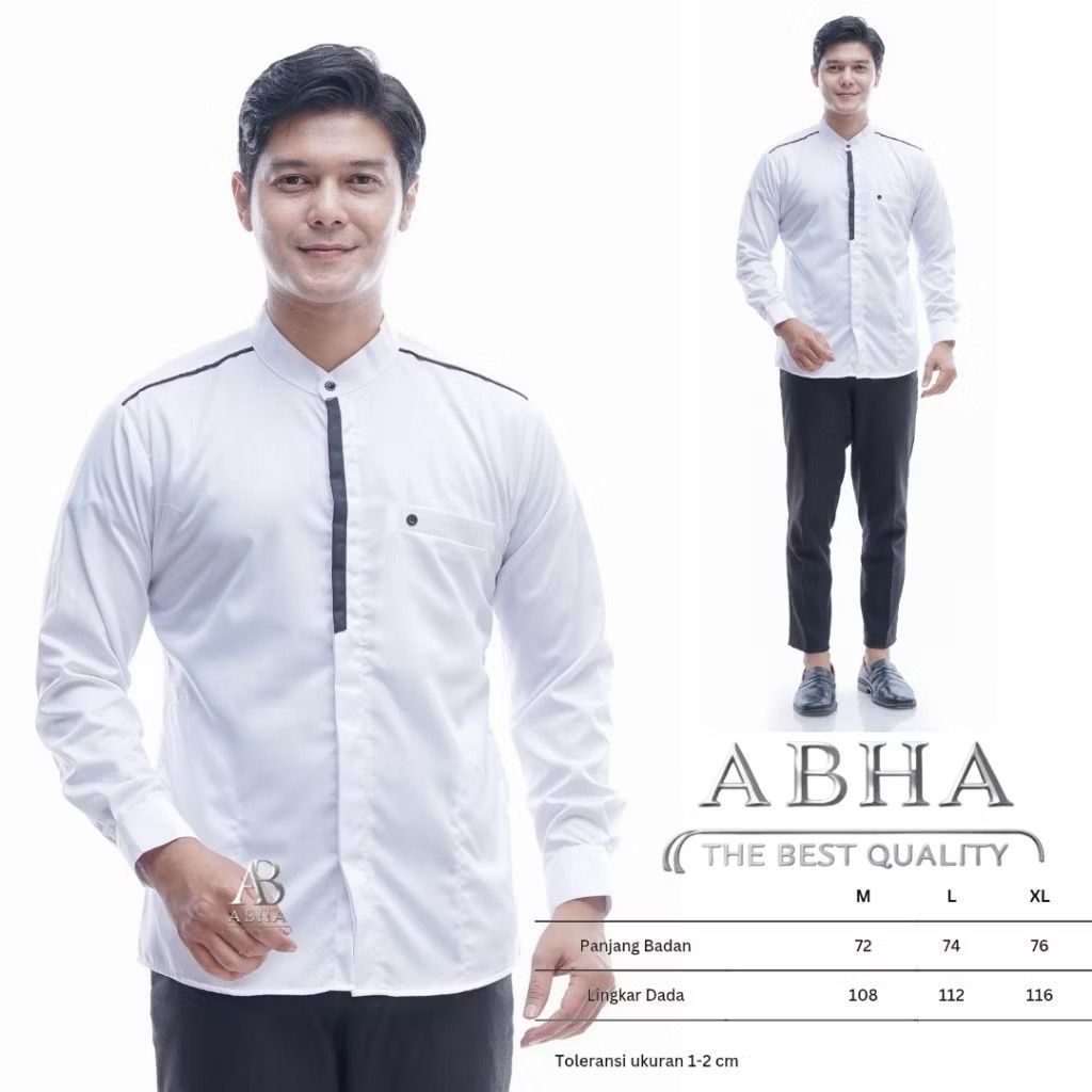 Baju Koko Pria Dewasa Atasan Muslim Pria Dewasa Lengan Panjang Polos Putih - Kemko List Series