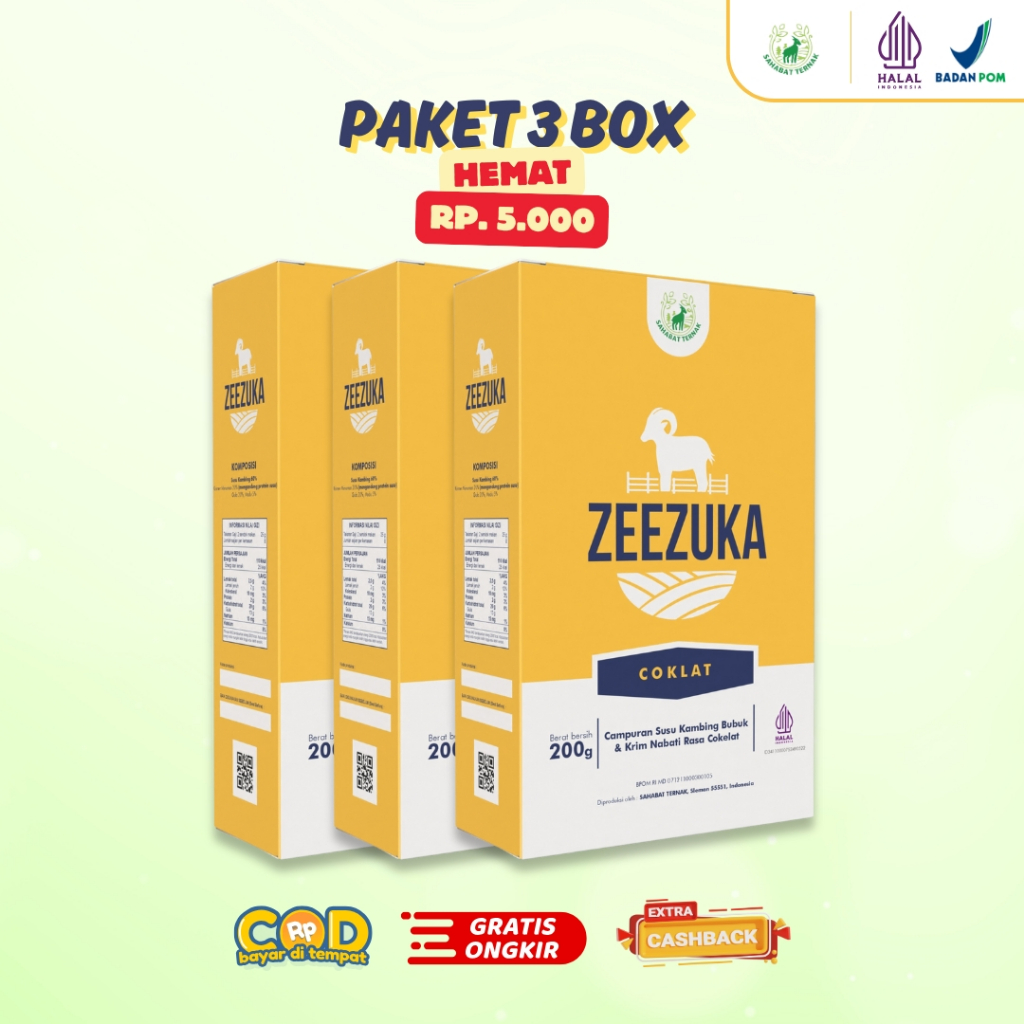 

ZEEZUKA Paket Hemat 3 Box - Susu Kambing Etawa Rasa Cokelat