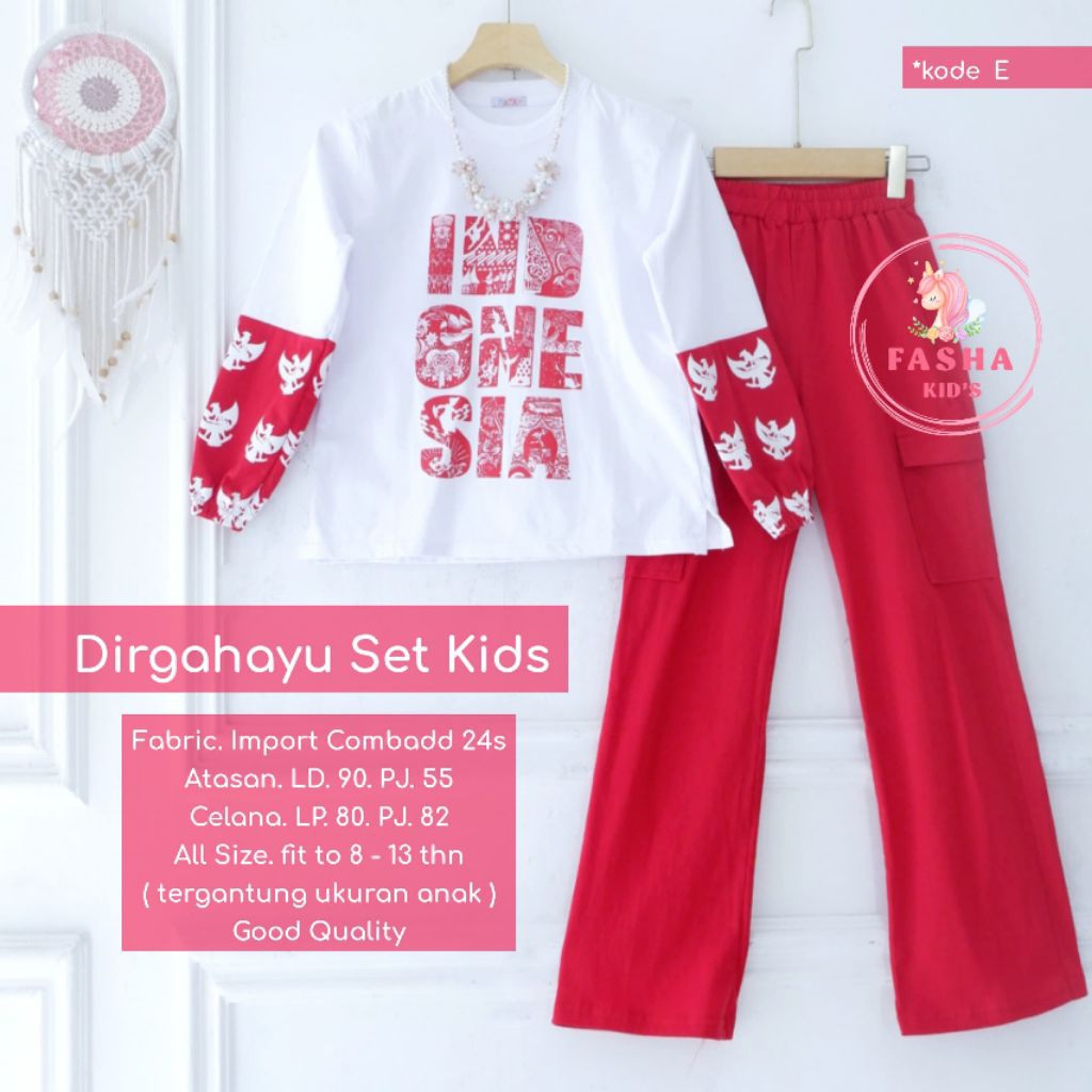 SETELAN ANAK TEMA KEMERDEKAAN by FASHA KIDS | DIRGAHAYU SET KIDS TERBARU by FASHA KIDS