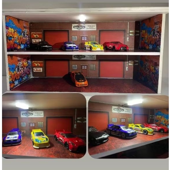 Diorama garasi hotwheels 2 lantai skala 1:64