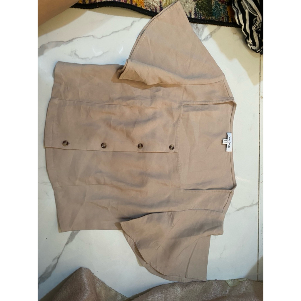 blouse crop top bahan katun size S-M coklat