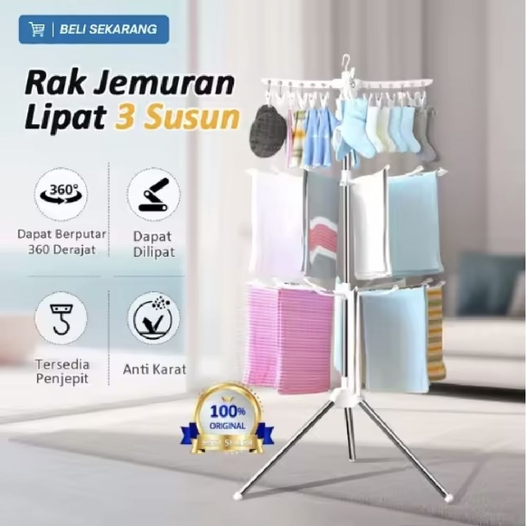 jemuran menara 3 tingkat jemuran baju bayi