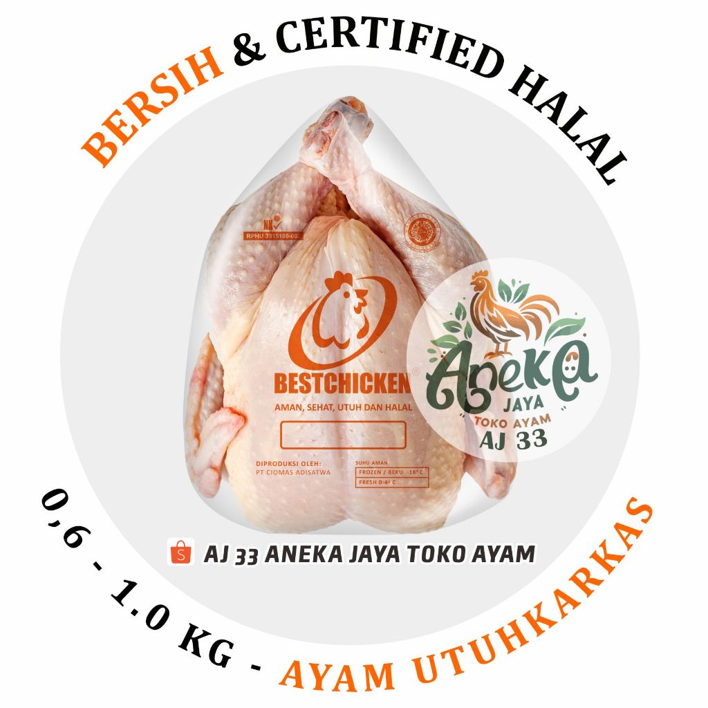 

Ayam UTUH size 0,5 - 1.0 kg karkas frozen (tidak potong)