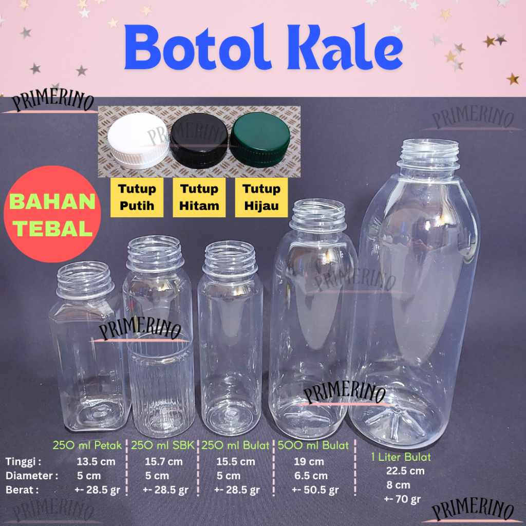 BOTOL KALE BAHAN TEBAL 250 ML 500 ML 1000 ML TRANSPRANT / BOTOL PLASTIK TEBAL / BOTOL MADU