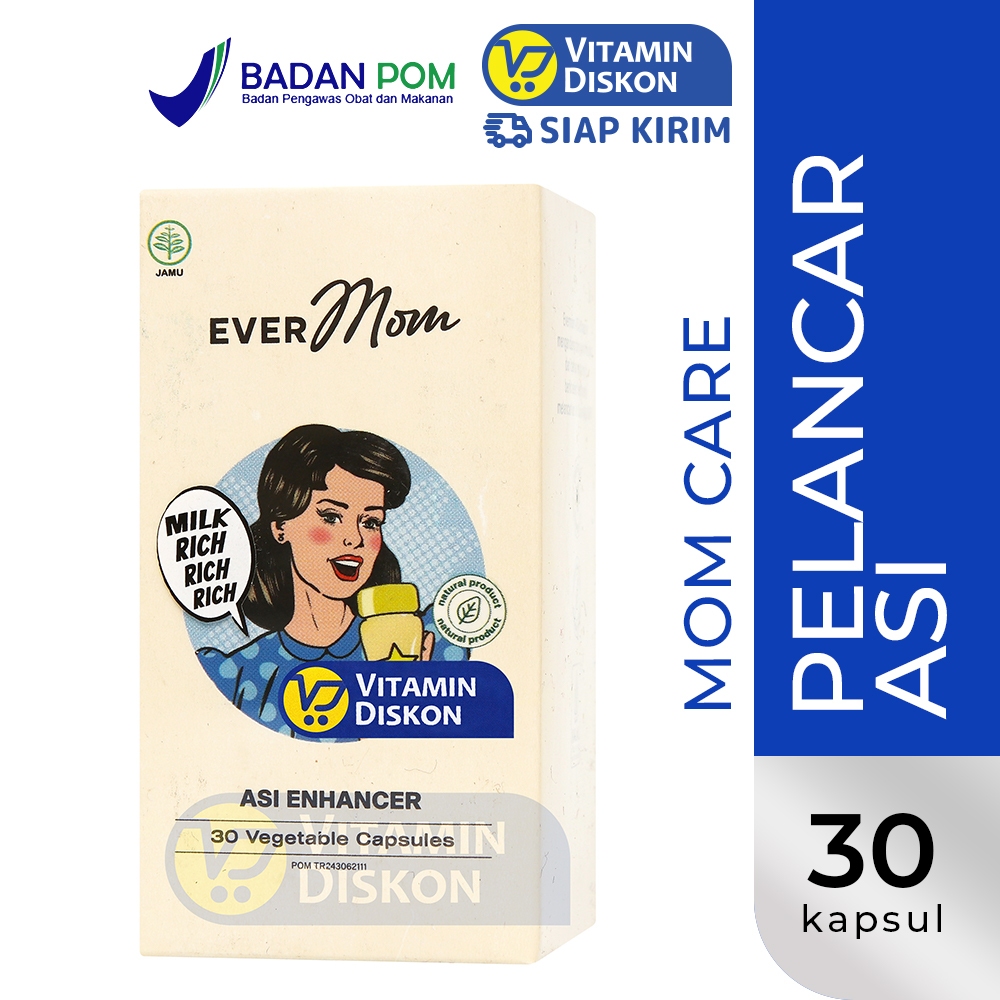 EVERMOM ASI ENHANCER - 30 KAPSUL | ASI Booster, Pelancar & Pengental ASI. Kualitas & Produksi ASI, A