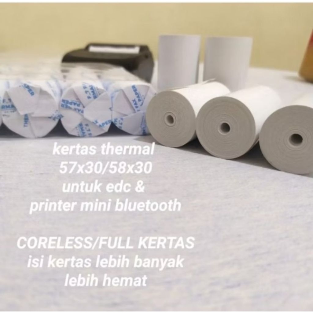 

kertas thermal 57x30 / 58x30 untuk printer mini bluetooth dll mf