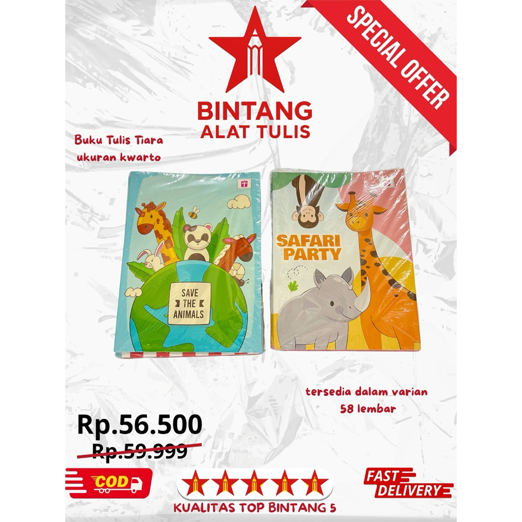 

Buku Tulis Anak Motif Kartun Safari - Buku Tulis Tiara Kwarto 58 Lembar - Buku Sekolah Lucu