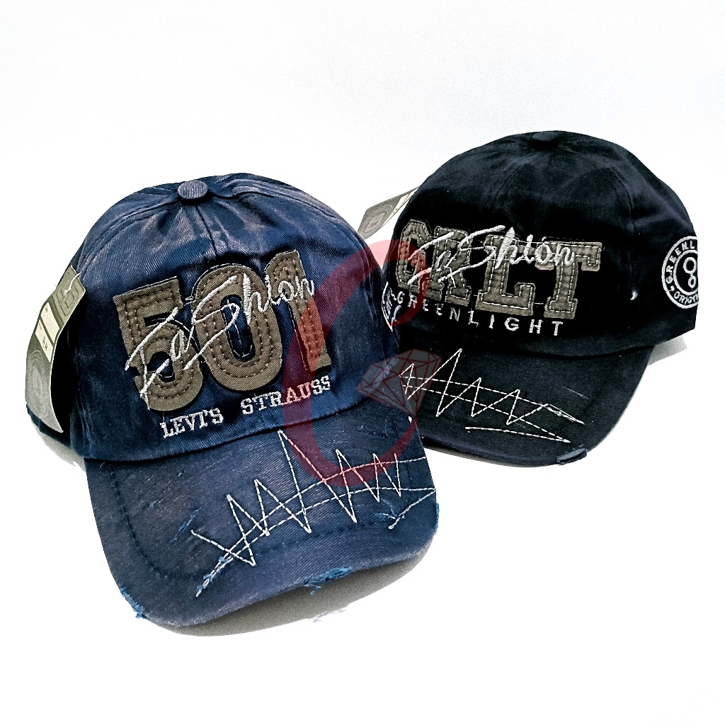 Baseball Cap / 501 GRLT / Topi Distro Jeans Pria Wanita / Bahan Katun Twill Premium
