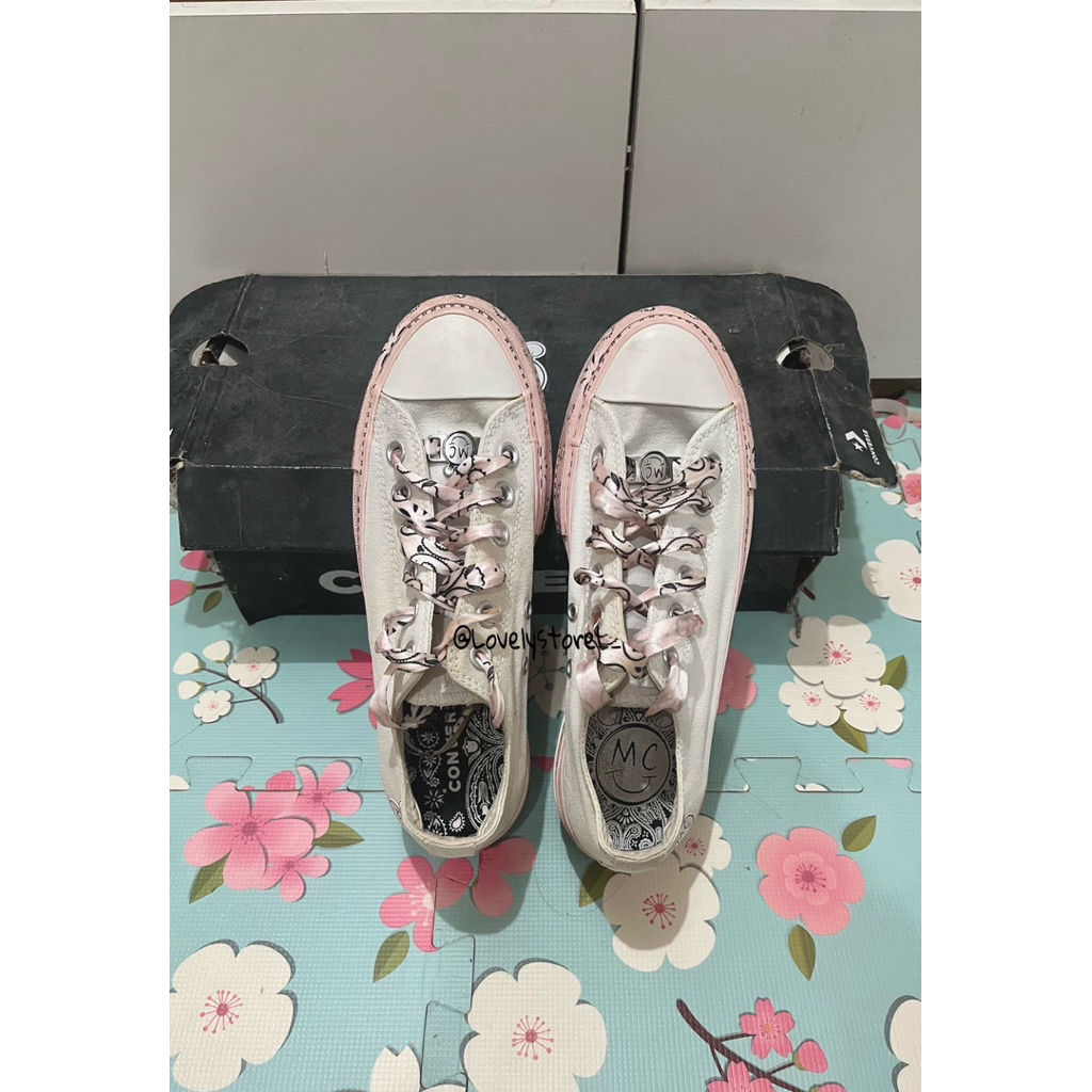 Converse X Miley Cyrus Bandana Platform Sneaker Converse CTAS LIFT OX White/Pink Dogwood/Black conve
