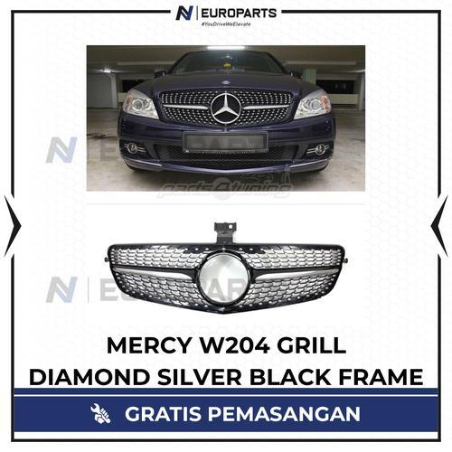W204 GRILL DIAMOND SILVER FRAME BLACK GLOSS MERCEDES | GRILL DEPAN MERCEDES MERCY DIAMOND