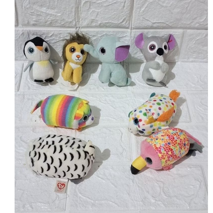 boneka mungil kecil mini TY mata mabel gliter gajah owl koala singa penguin
